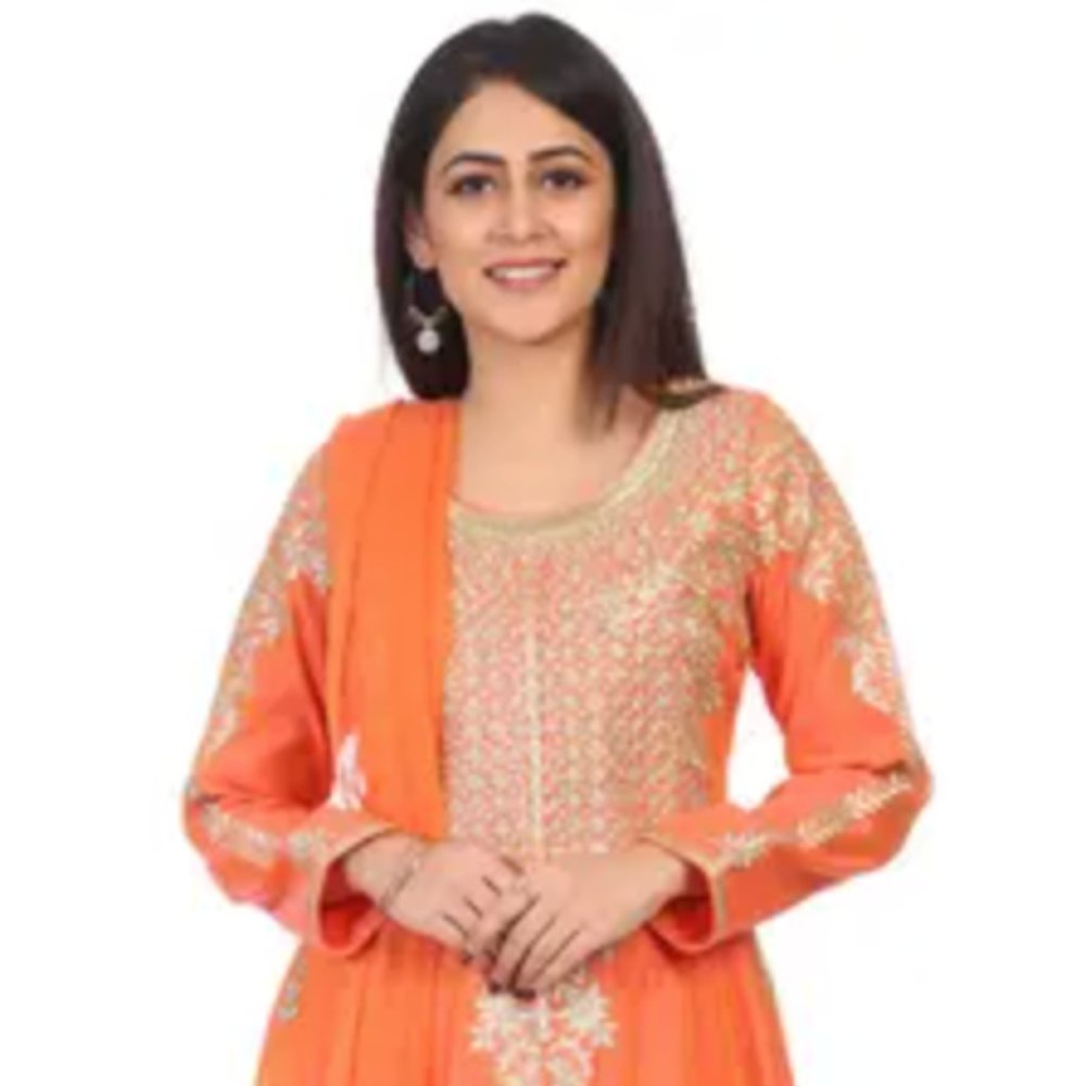BIBA India Peach Poly Cotton Kalidar Suit Set-34